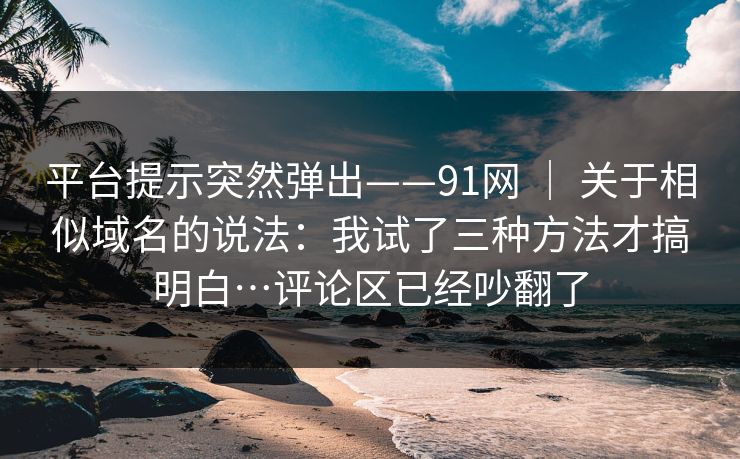 平台提示突然弹出——91网 ｜ 关于相似域名的说法：我试了三种方法才搞明白…评论区已经吵翻了