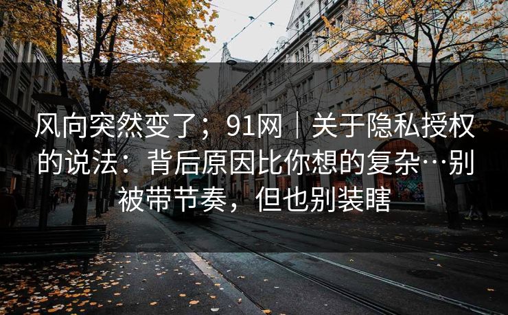 风向突然变了；91网｜关于隐私授权的说法：背后原因比你想的复杂…别被带节奏，但也别装瞎